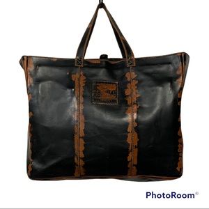 Campomaggi Oversized Tote Black Leather Distressed Tote Rare